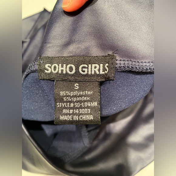 Navy Blue Leatherette Tights - Picture 2 of 3